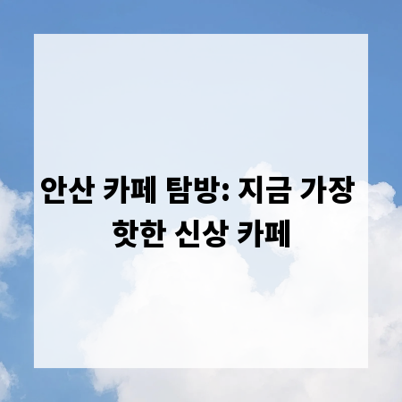 안산 카페 탐방: 지금 가장 핫한 신상 카페