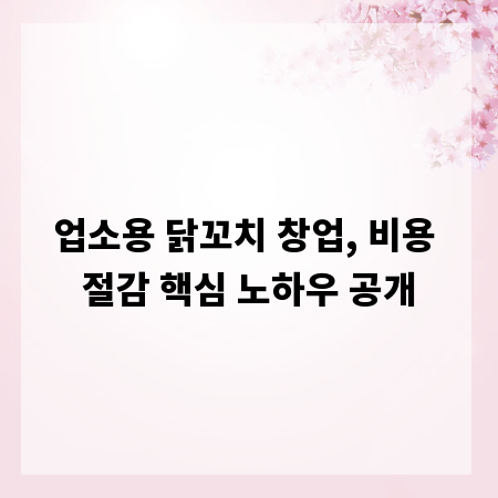 업소용 닭꼬치 창업, 비용 절감 핵심 노하우 공개