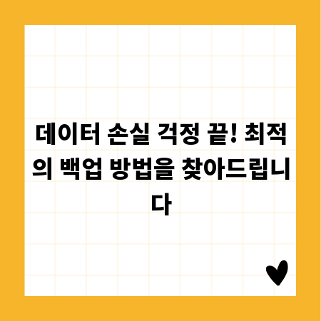 데이터 손실 걱정 끝! 최적의 백업 방법을 찾아드립니다