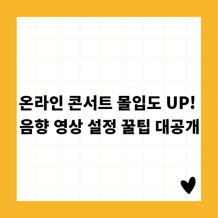 온라인 콘서트 몰입도 UP! 음향 영상 설정 꿀팁 대공개