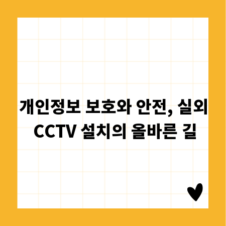 개인정보 보호와 안전, 실외 CCTV 설치의 올바른 길