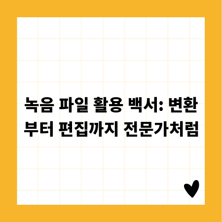 녹음 파일 활용 백서: 변환부터 편집까지 전문가처럼