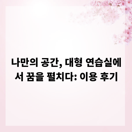 나만의 공간, 대형 연습실에서 꿈을 펼치다: 이용 후기