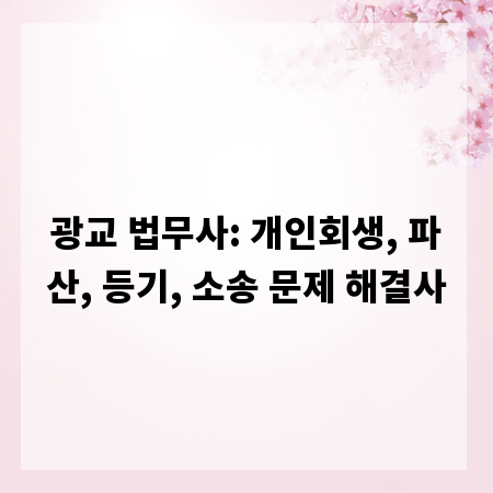 광교 법무사: 개인회생, 파산, 등기, 소송 문제 해결사