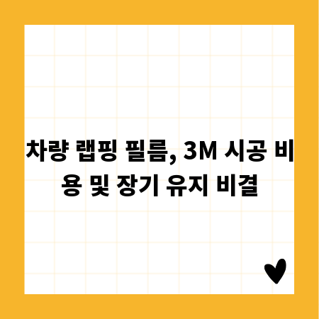 차량 랩핑 필름, 3M 시공 비용 및 장기 유지 비결