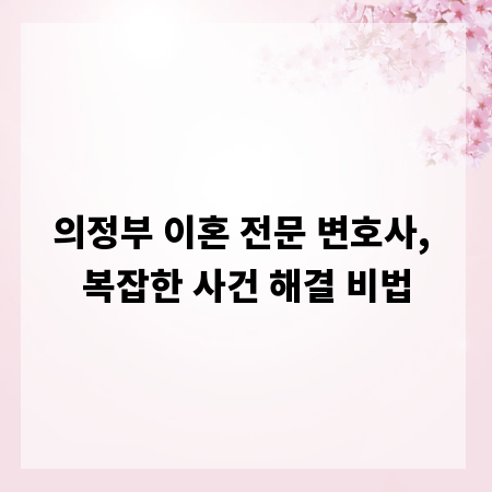의정부 이혼 전문 변호사, 복잡한 사건 해결 비법