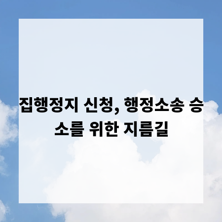 집행정지 신청, 행정소송 승소를 위한 지름길