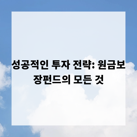 성공적인 투자 전략: 원금보장펀드의 모든 것