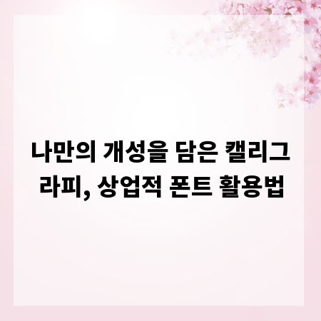 나만의 개성을 담은 캘리그라피, 상업적 폰트 활용법