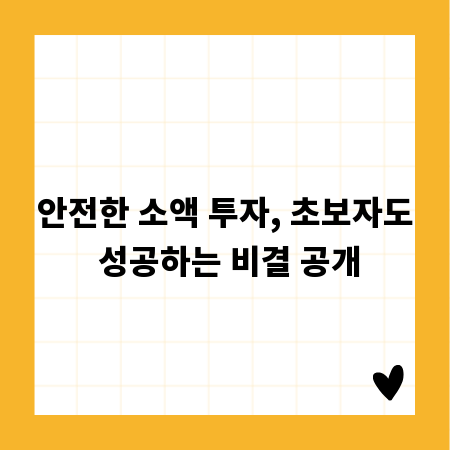 안전한 소액 투자, 초보자도 성공하는 비결 공개