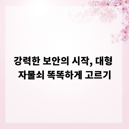 강력한 보안의 시작, 대형 자물쇠 똑똑하게 고르기