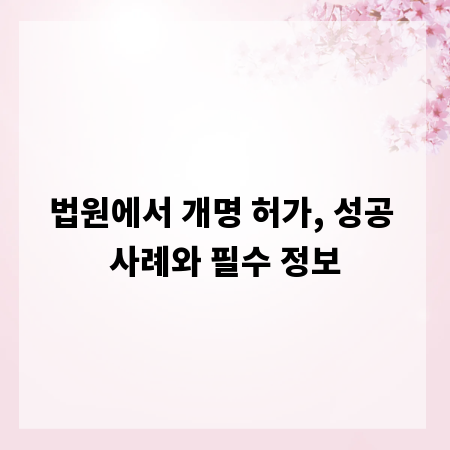 법원에서 개명 허가, 성공 사례와 필수 정보