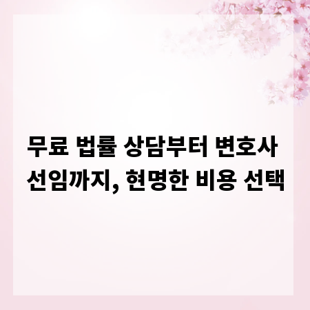 무료 법률 상담부터 변호사 선임까지, 현명한 비용 선택