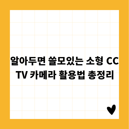 알아두면 쓸모있는 소형 CCTV 카메라 활용법 총정리