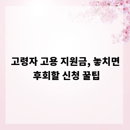 고령자 고용 지원금, 놓치면 후회할 신청 꿀팁