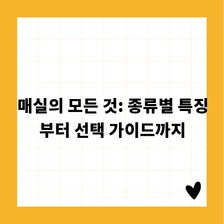 매실의 모든 것: 종류별 특징부터 선택 가이드까지