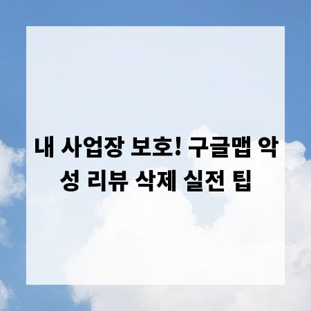 내 사업장 보호! 구글맵 악성 리뷰 삭제 실전 팁