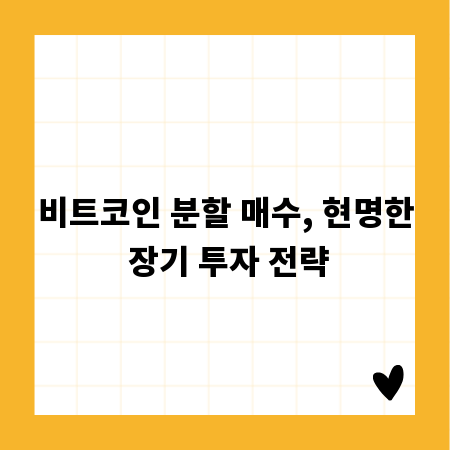 비트코인 분할 매수, 현명한 장기 투자 전략