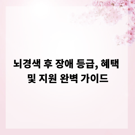 뇌경색 후 장애 등급, 혜택 및 지원 완벽 가이드