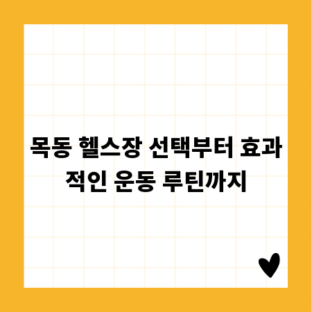 목동 헬스장 선택부터 효과적인 운동 루틴까지
