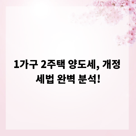 1가구 2주택 양도세, 개정 세법 완벽 분석!