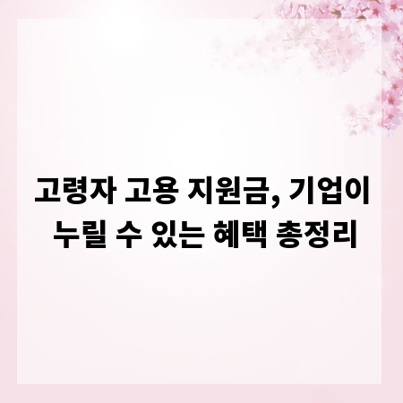 고령자 고용 지원금, 기업이 누릴 수 있는 혜택 총정리