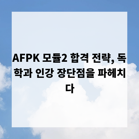 AFPK 모듈2 합격 전략, 독학과 인강 장단점을 파헤치다