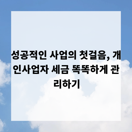 성공적인 사업의 첫걸음, 개인사업자 세금 똑똑하게 관리하기