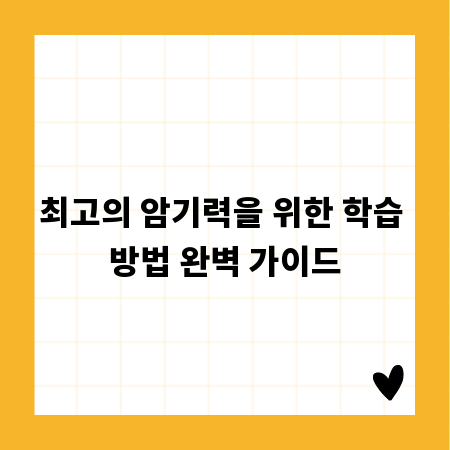 최고의 암기력을 위한 학습 방법 완벽 가이드