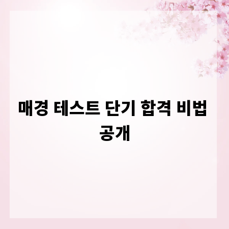 매경 테스트 단기 합격 비법 공개