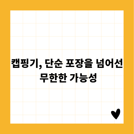 캡핑기, 단순 포장을 넘어선 무한한 가능성