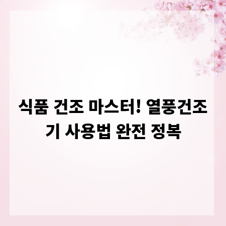 식품 건조 마스터! 열풍건조기 사용법 완전 정복