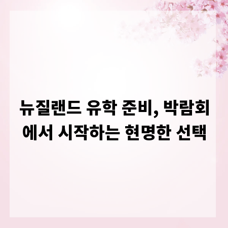 뉴질랜드 유학 준비, 박람회에서 시작하는 현명한 선택
