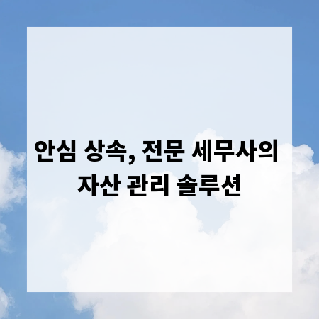 안심 상속, 전문 세무사의 자산 관리 솔루션