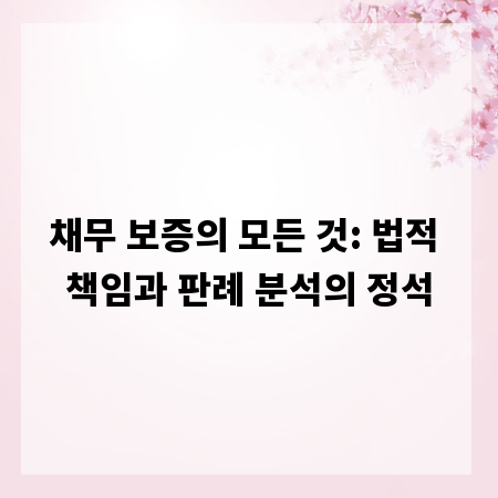 채무 보증의 모든 것: 법적 책임과 판례 분석의 정석