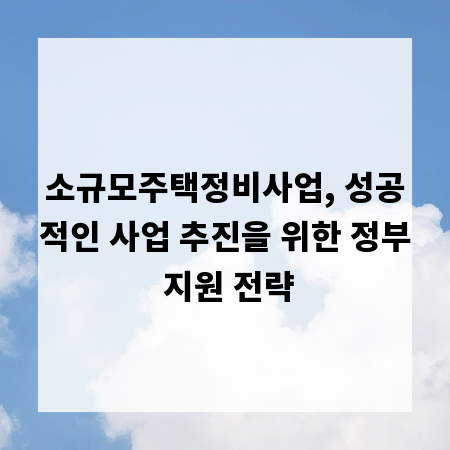 소규모주택정비사업, 성공적인 사업 추진을 위한 정부 지원 전략