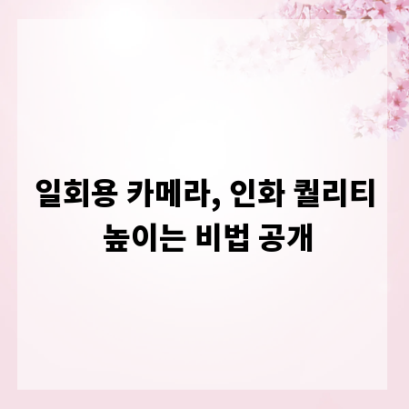 일회용 카메라, 인화 퀄리티 높이는 비법 공개