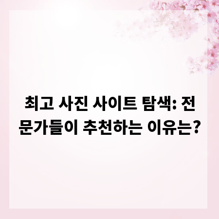 최고 사진 사이트 탐색: 전문가들이 추천하는 이유는?