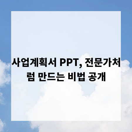 사업계획서 PPT, 전문가처럼 만드는 비법 공개