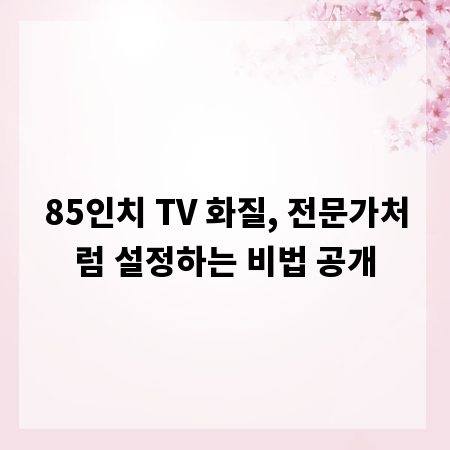 85인치 TV 화질, 전문가처럼 설정하는 비법 공개