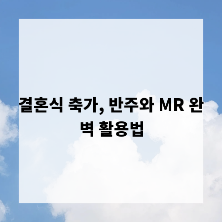 결혼식 축가, 반주와 MR 완벽 활용법