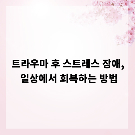 트라우마 후 스트레스 장애, 일상에서 회복하는 방법
