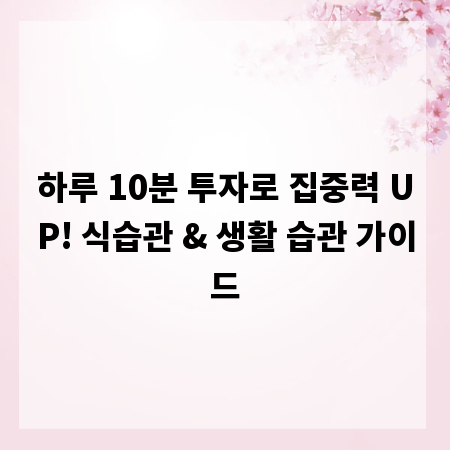 하루 10분 투자로 집중력 UP! 식습관 & 생활 습관 가이드
