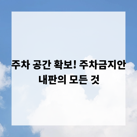 주차 공간 확보! 주차금지안내판의 모든 것