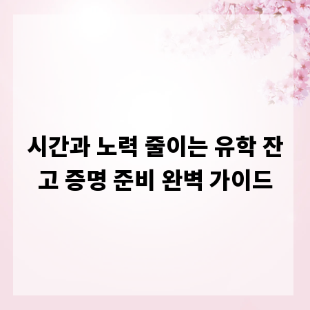 시간과 노력 줄이는 유학 잔고 증명 준비 완벽 가이드