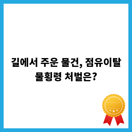 길에서 주운 물건, 점유이탈물횡령 처벌은?