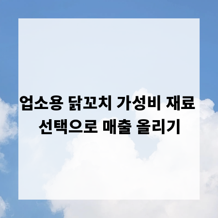 업소용 닭꼬치 가성비 재료 선택으로 매출 올리기