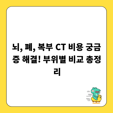 뇌, 폐, 복부 CT 비용 궁금증 해결! 부위별 비교 총정리