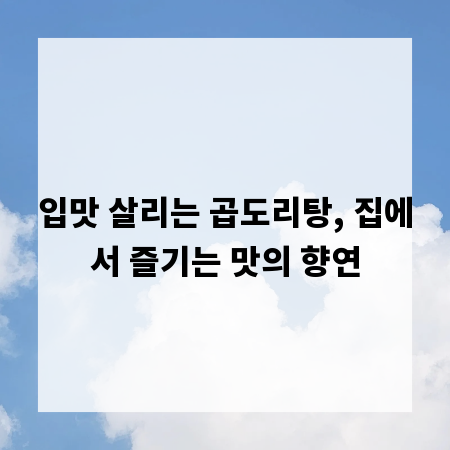 입맛 살리는 곱도리탕, 집에서 즐기는 맛의 향연