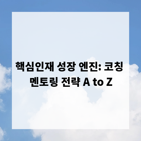핵심인재 성장 엔진: 코칭 멘토링 전략 A to Z